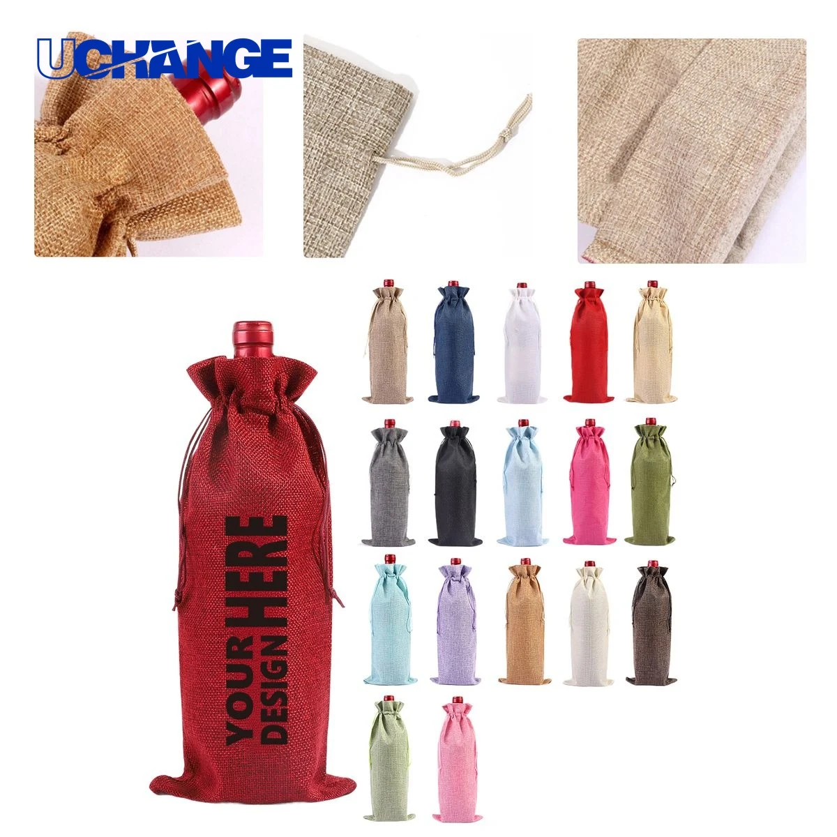 Eco-Friendly Burlap Drawstring Wine Bag 1