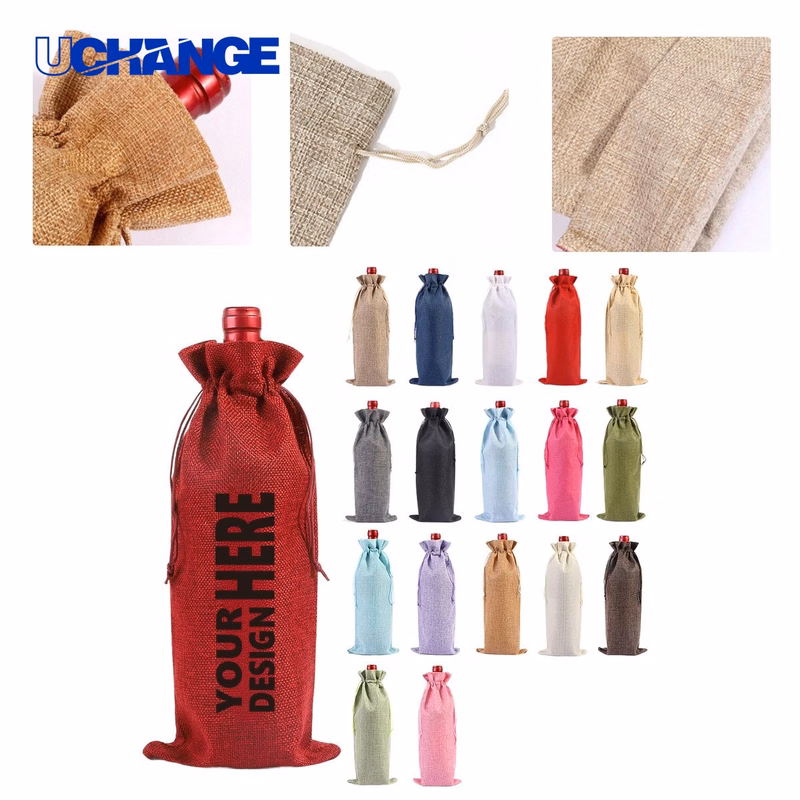 Eco-Friendly Burlap Drawstring Wine Bag