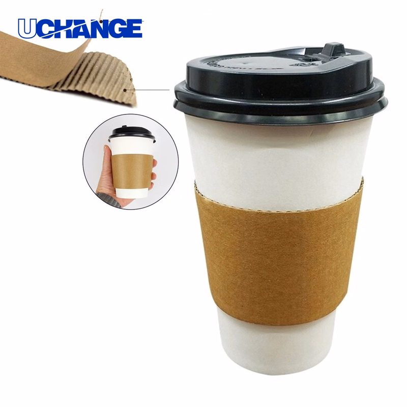 White Corrugated Insulated Coffee Cup Sleeve