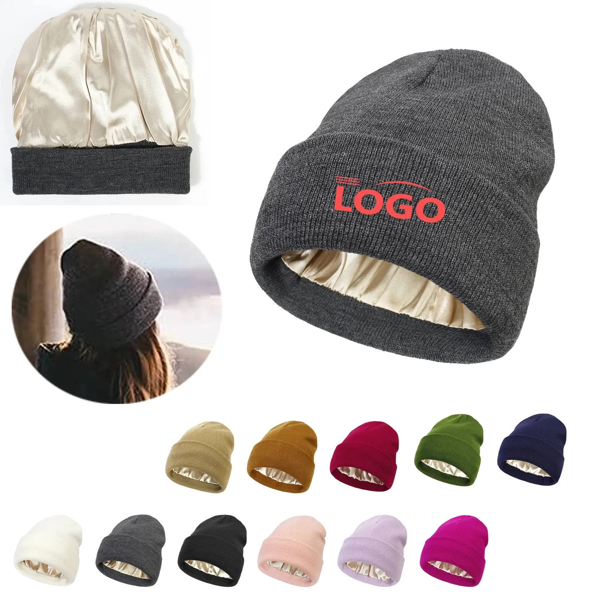 Satin Lined Knit Cap 1