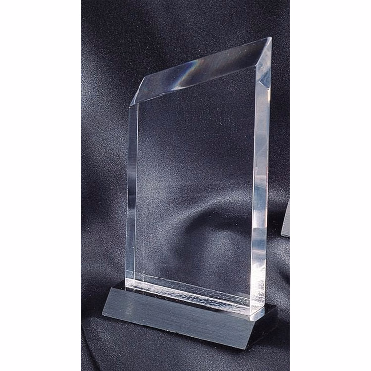 5 1/2" Wedge Crystal Clear Acrylic Award w/ Black Base