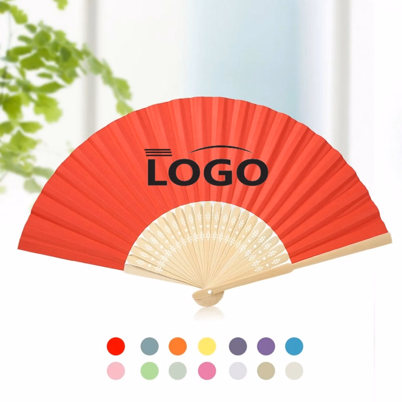Custom Logo Colorful Traditional Folding Bamboo Hand Fan