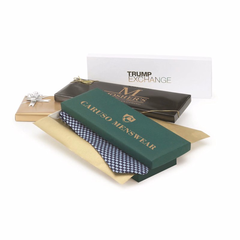 Rigid Set Up Tie Box - White/Natural Kraft