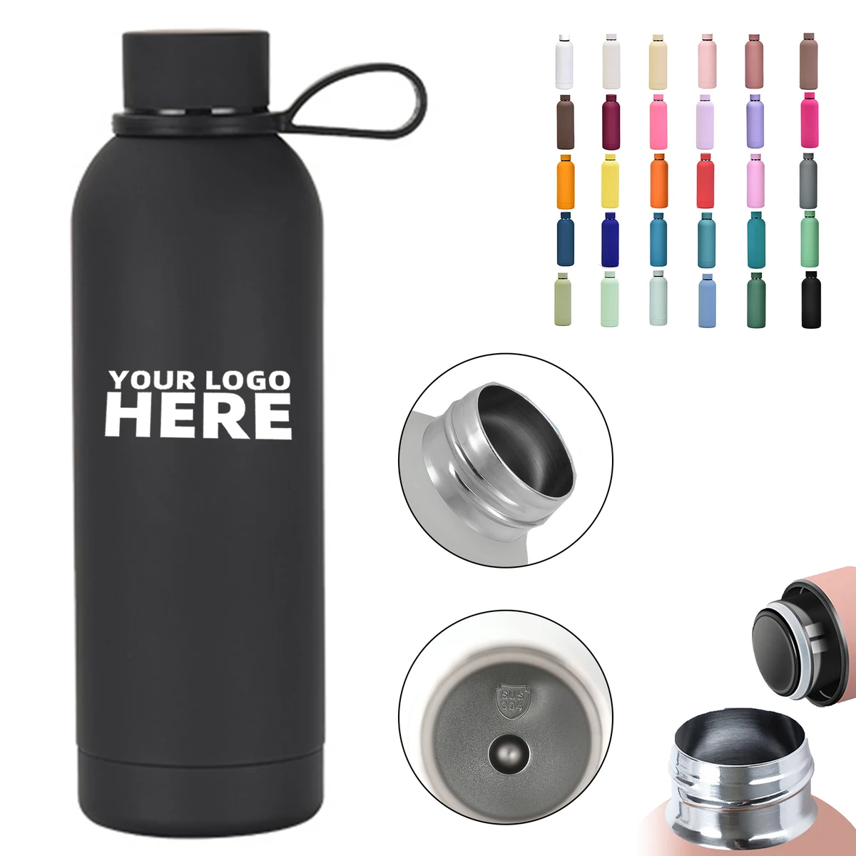304 Stainless Steel 18 OZ Double Vacuum Flask, custom water bottle with logo imprint 1