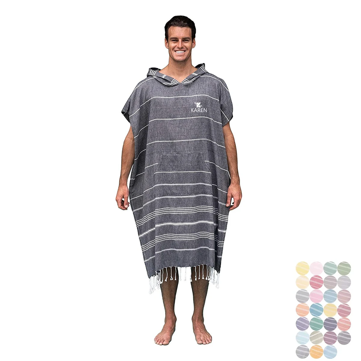 Turkish Cotton Hooded Poncho Towel Bathrobe 1