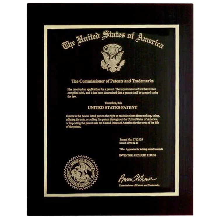 Madison Patent Award Plaque 1