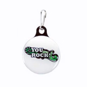 Zipper Pull Charms / Tag with single sided imprint of 1-1/8" round and metal back
