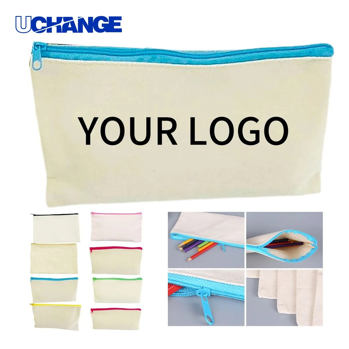 Canvas Zipper Pouch Case Reusable for School Supplies 1