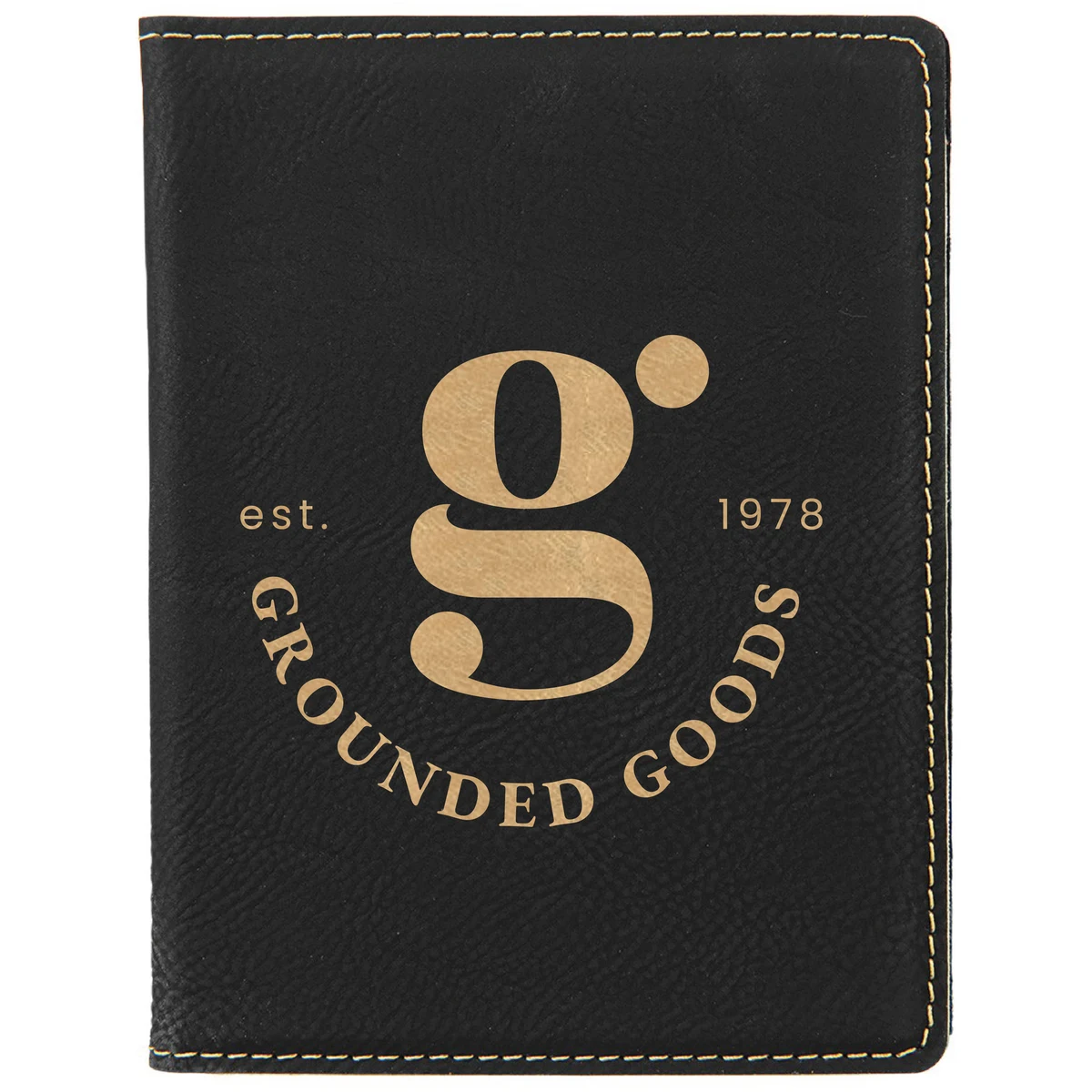 Black/Gold Leatherette Passport Holder 1