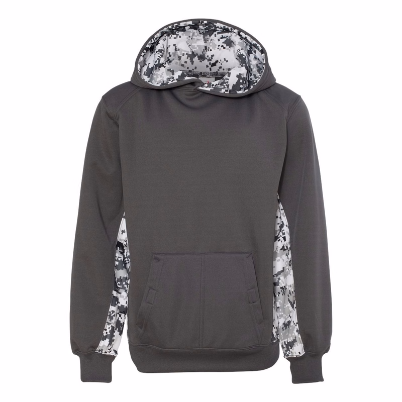 Youth Digital Camo Colorblock Performance Fleece Hooded Sweatshirt - 2464