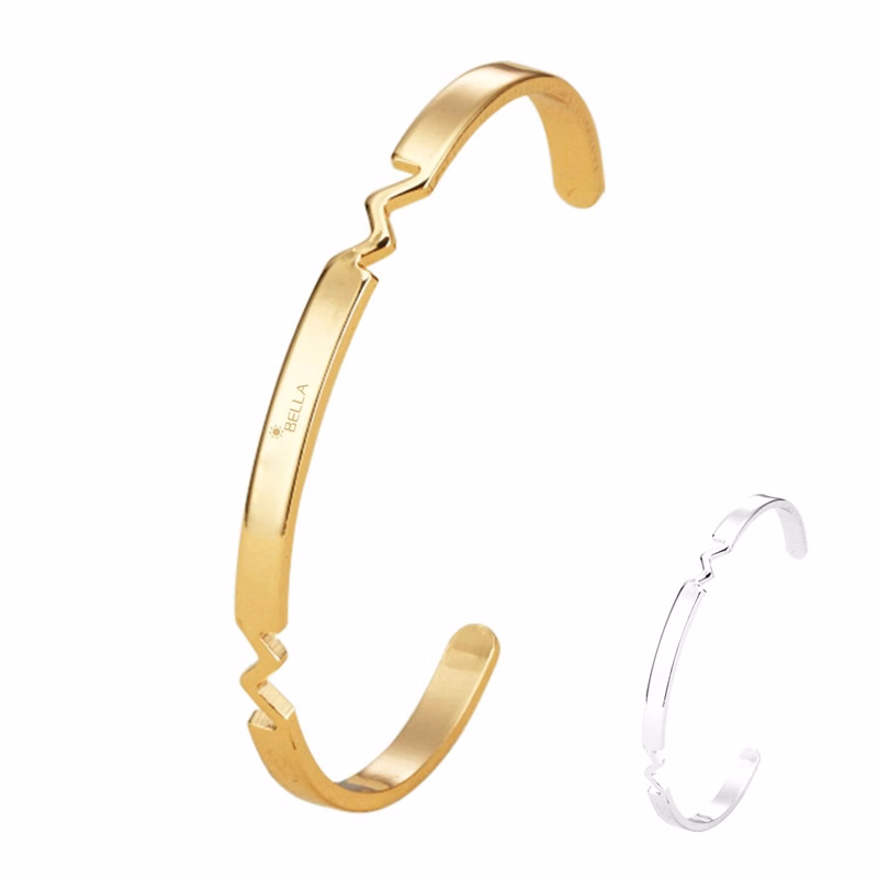 Engraved C-shaped Open Bracelet