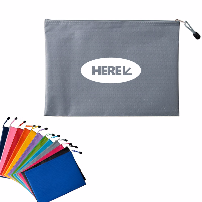 0xford Fabric Football-Texture Zippered Waterproof Document Bag