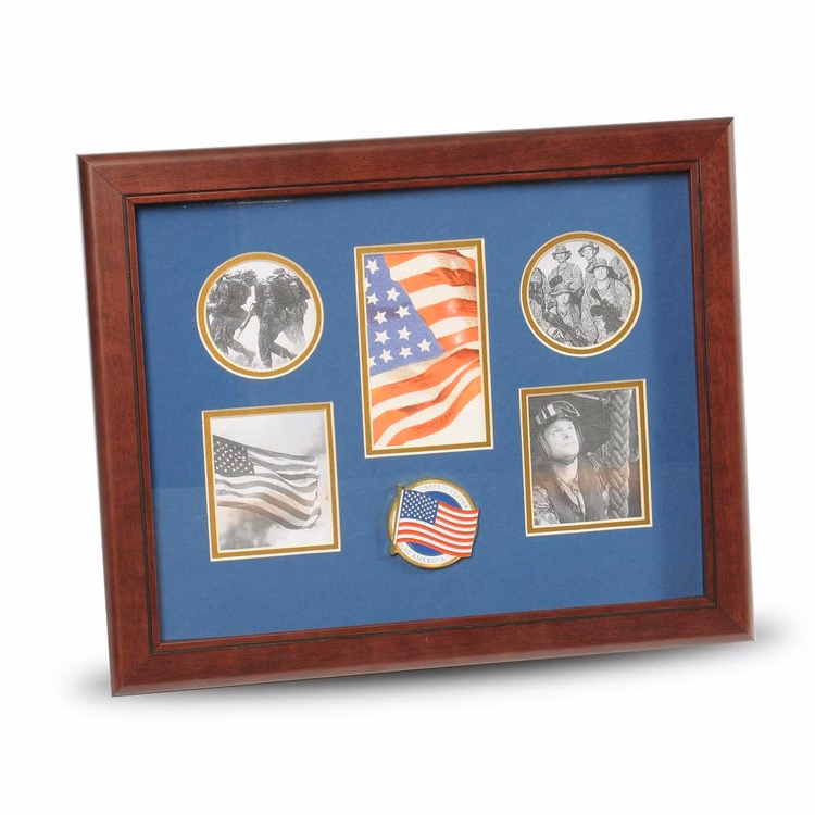 American Flag Medallion 5 Picture Collage Frame