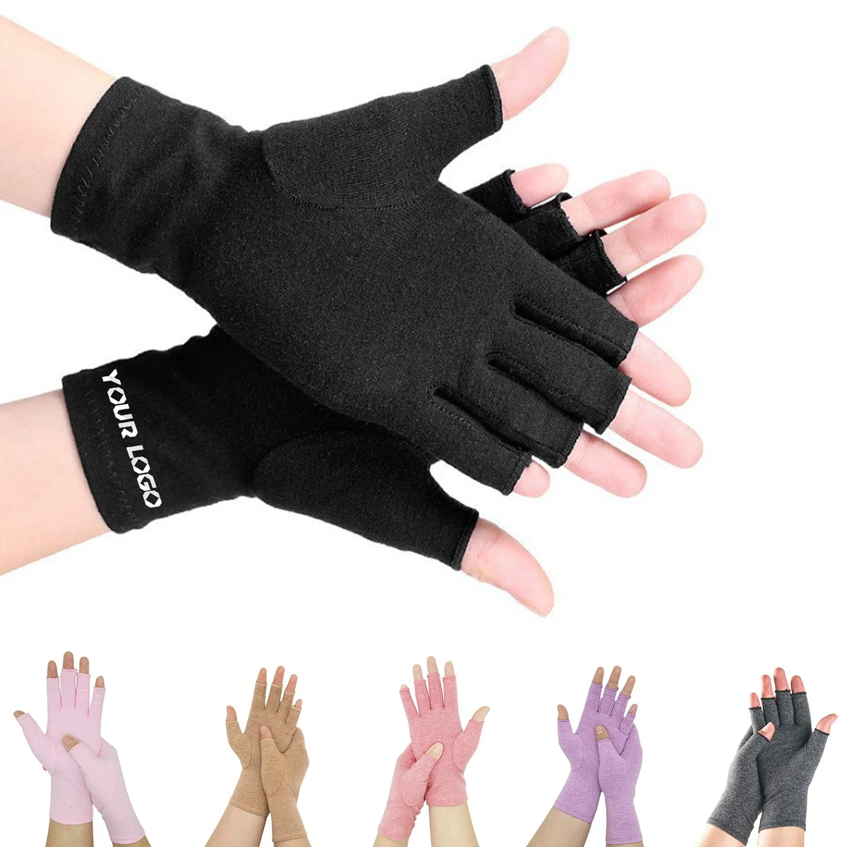 Fingerless Hand Thumb Compression Gloves 1