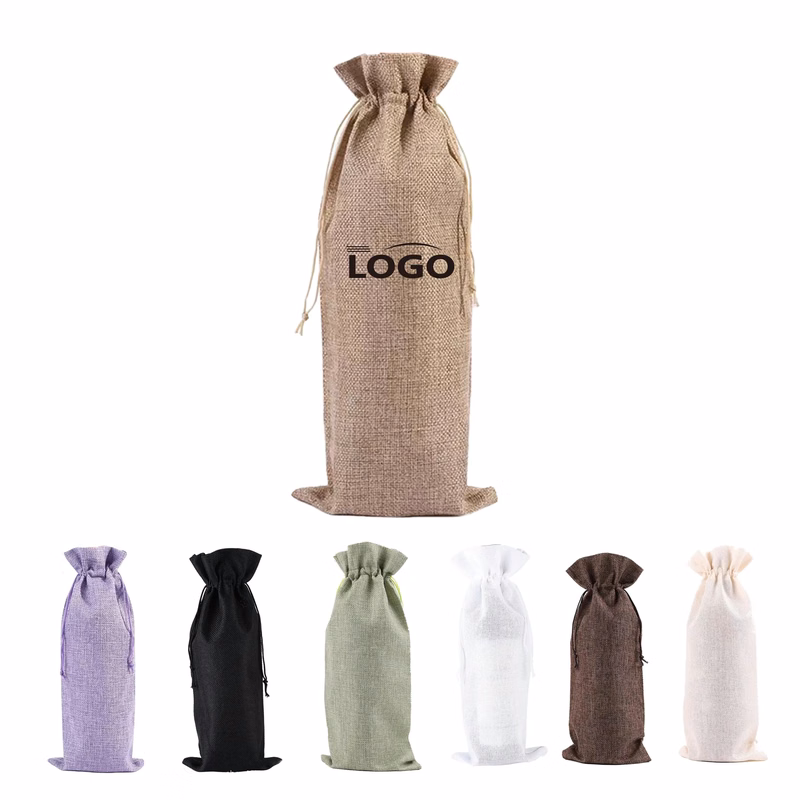 Burlap Drawstring Wine Bag Gift Tote Holder Sackcloth