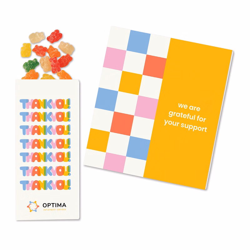 Full-Color Custom Sweeter Cards with Albanese Sour Gummi Bears