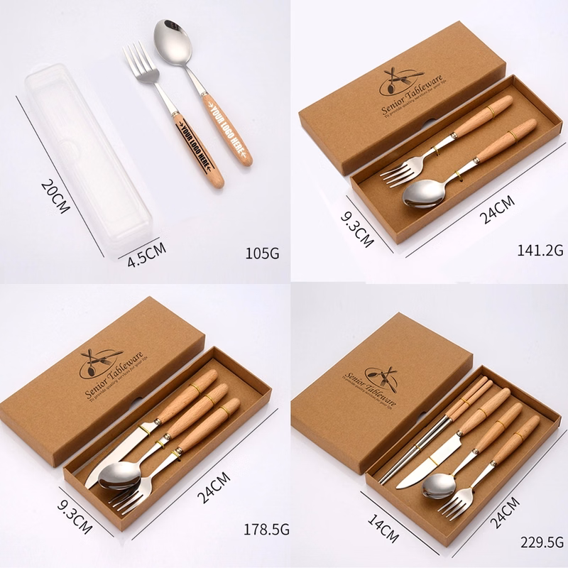 Custom Portable High Quality Wood Handle Cutlery Set
