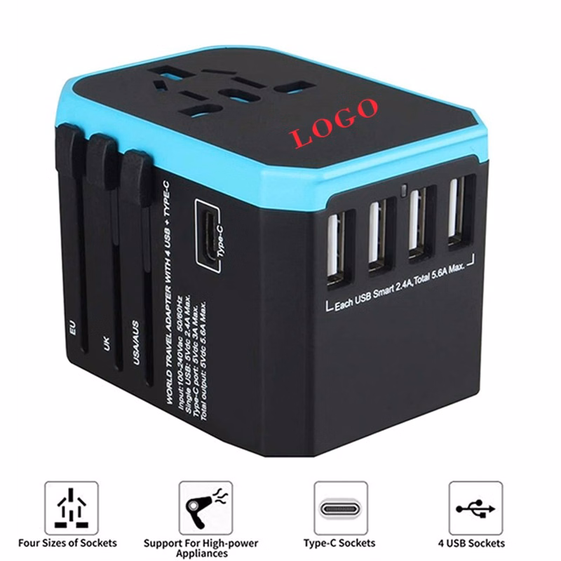 4 USB and 1 Type C Universal Travel Adapter