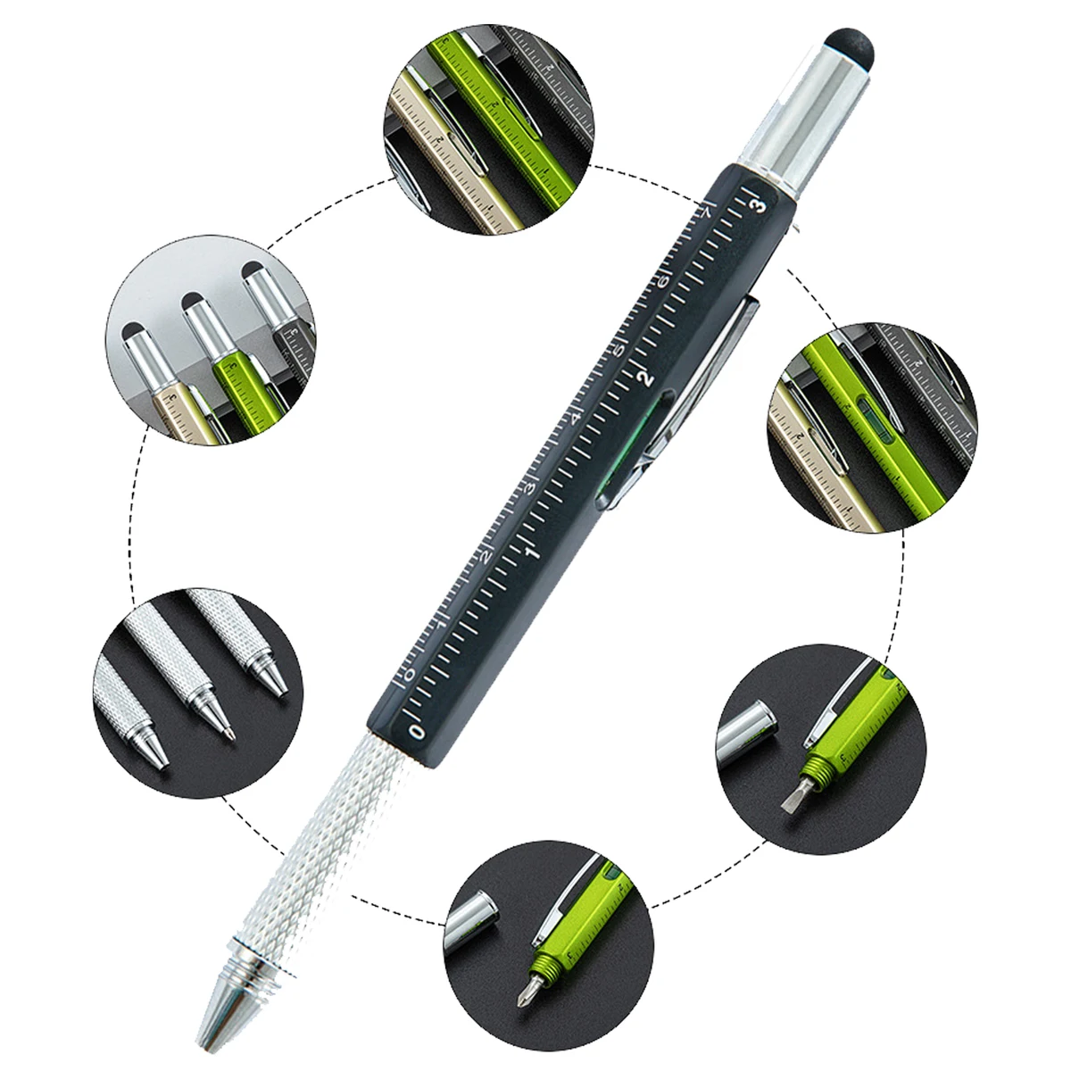 4-in-1 Stylus Pen with Ruler & Level 1