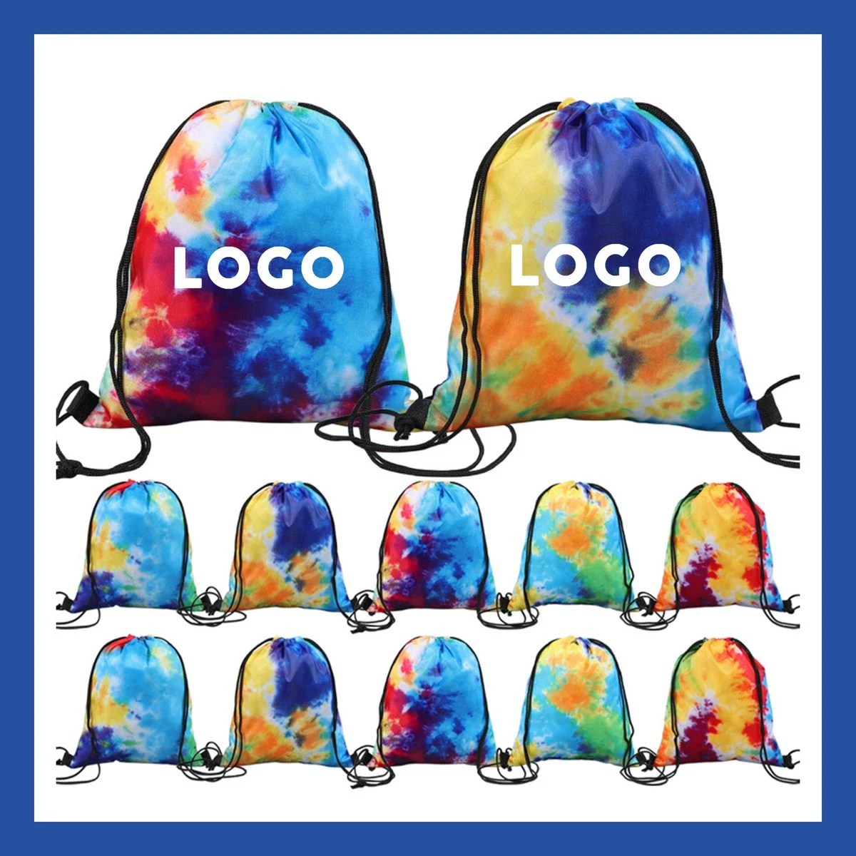 Tie Dye Polyester Marathon Drawstring Bag 1