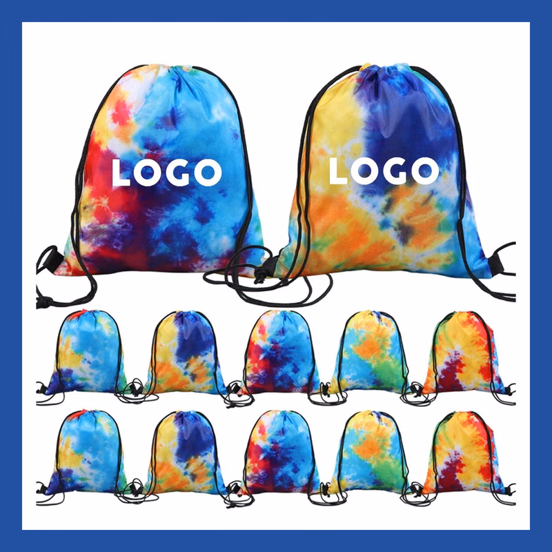 Tie Dye Polyester Marathon Drawstring Bag