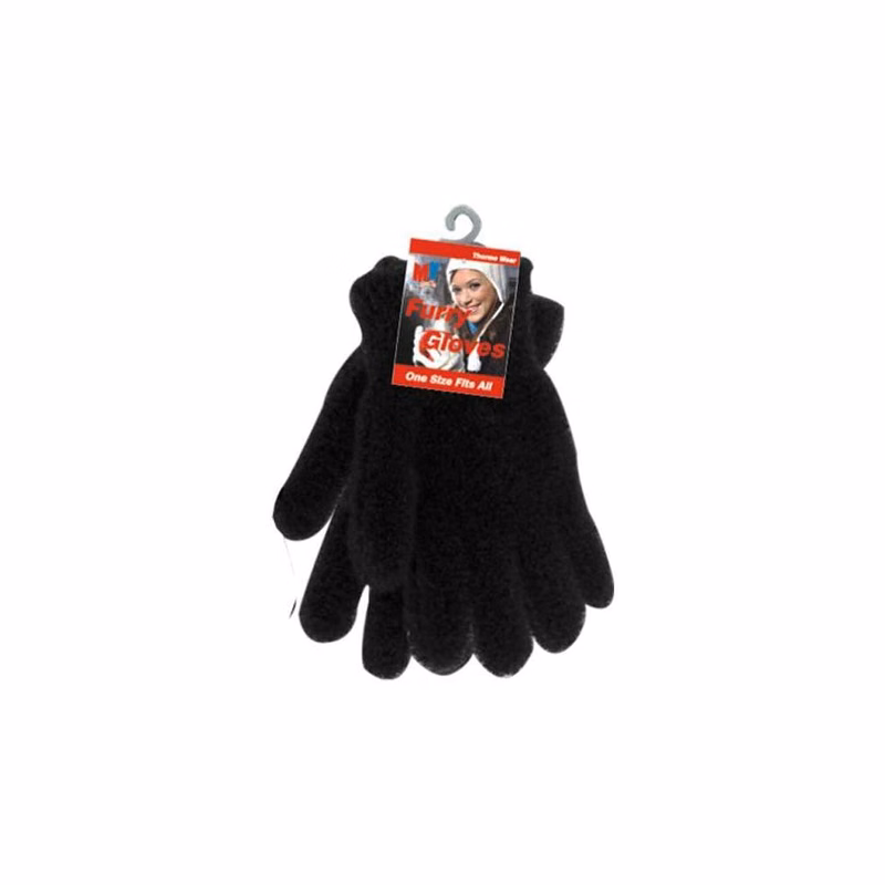 Women's Furry Gloves - Black