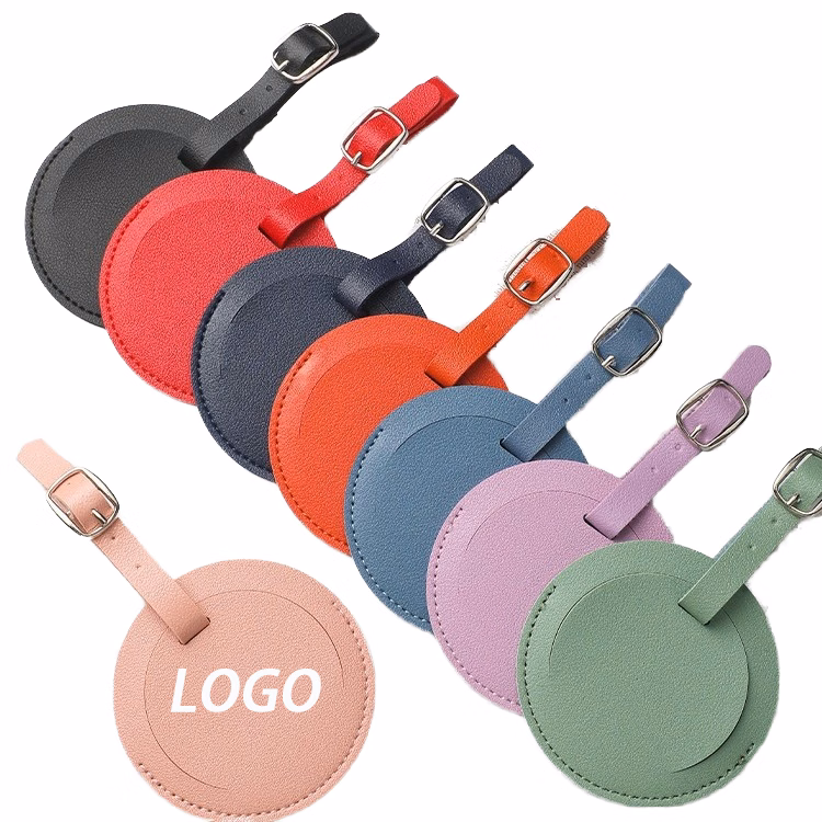Circular PU leather luggage tag