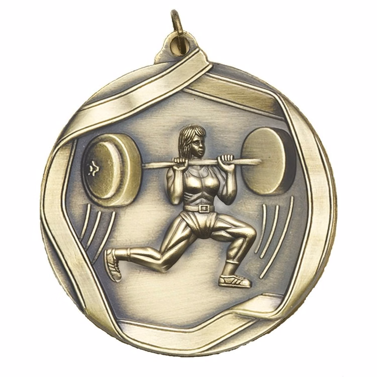 Weightlifter Female Die Cast Medal, 2 1/4"