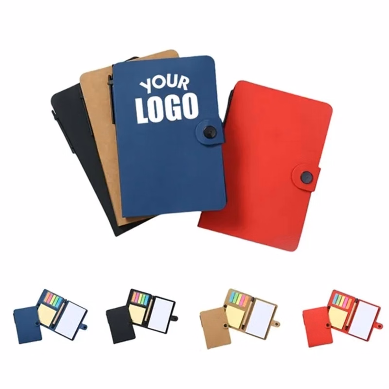 Notebook with Sticky Notes and Pen