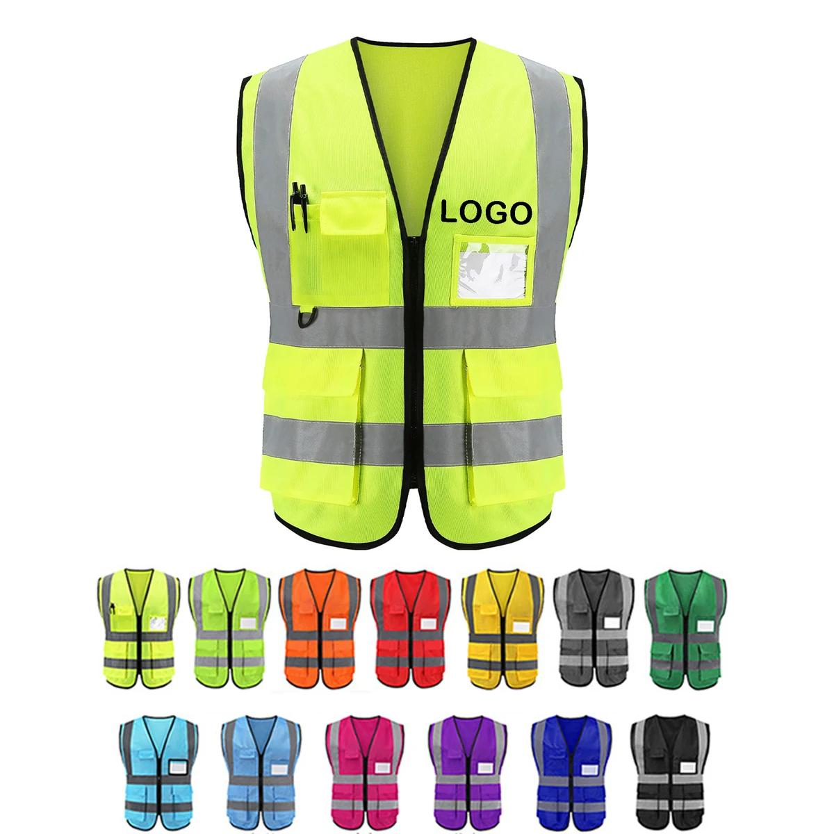 MOQ 50 Polyester Hi-Vis Vest with Pockets 1