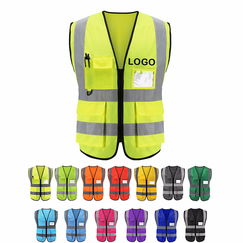 MOQ 50 Polyester Hi-Vis Vest with Pockets