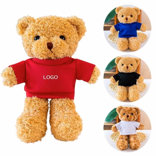 Colorful Teddy Bear Plush Toy with Cute Design and Print