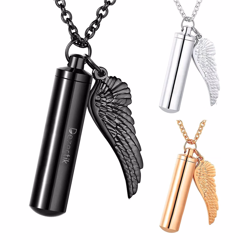 Cremation Urn Angel Wing Memorial Necklace