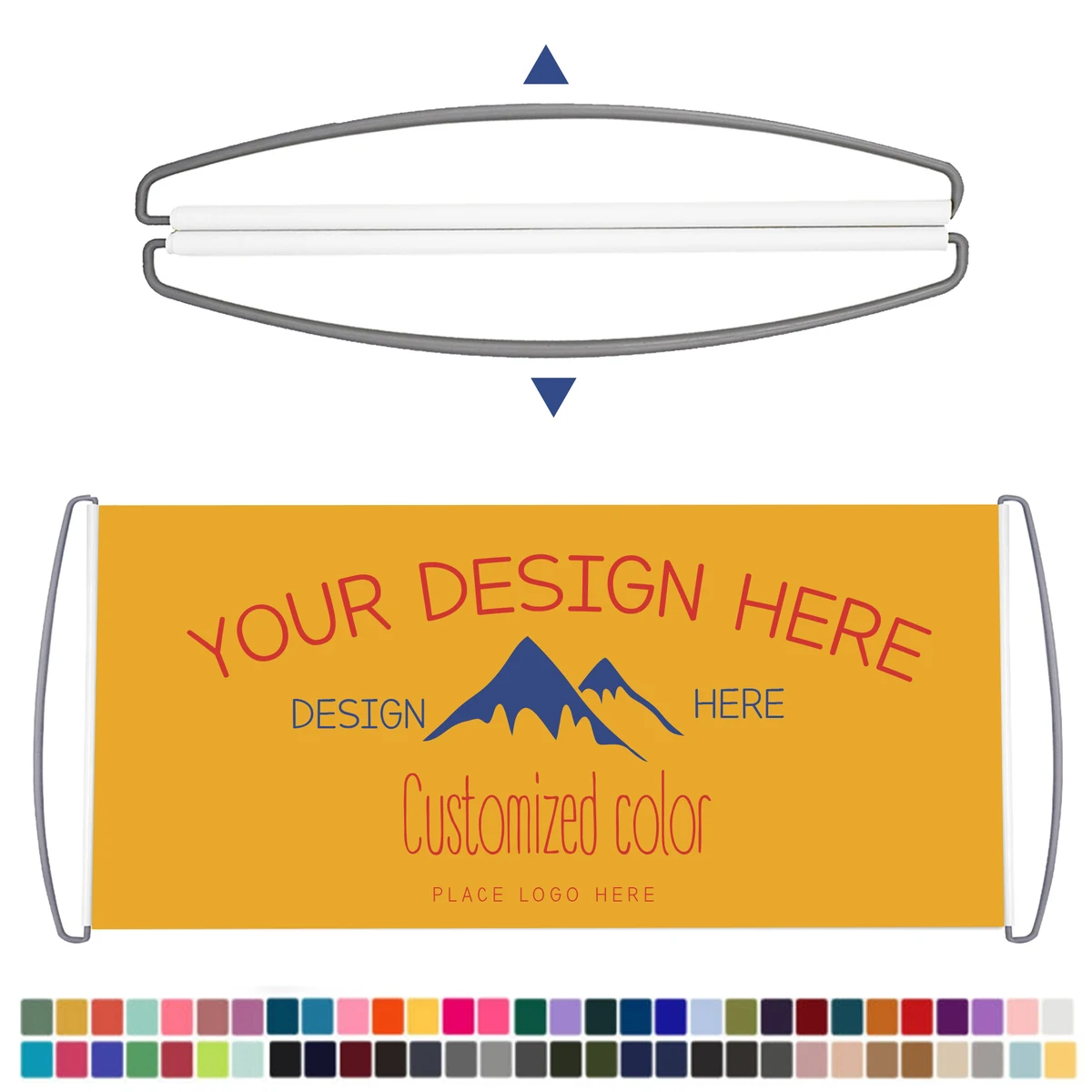 MOQ 10 Retractable Hand Held Banner Flag Outdoor Full Color 1