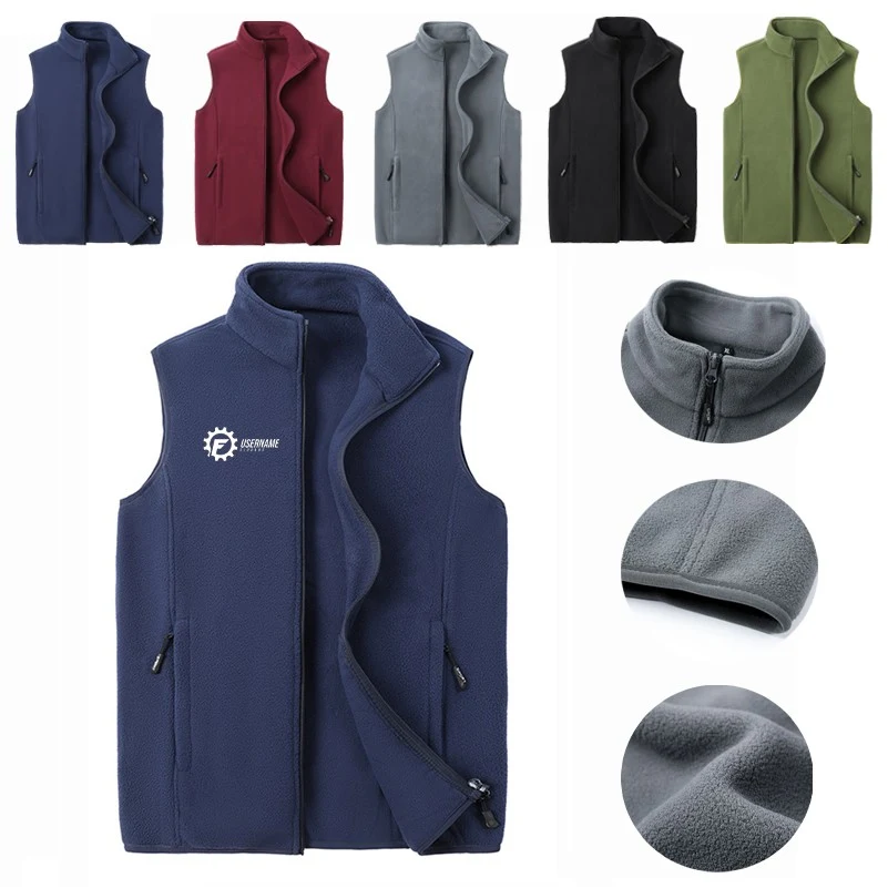 Mens Fleece Vest Slim Fit Polar Fleece Sleeveless Jacket Full Zip Outdoors 1