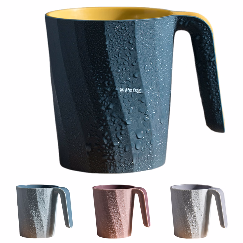 12oz Plastic Bathroom Mouthwash Cup W/ Handle