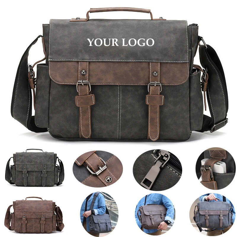 PU Leather Men'S Messenger Waterproof Bag 1