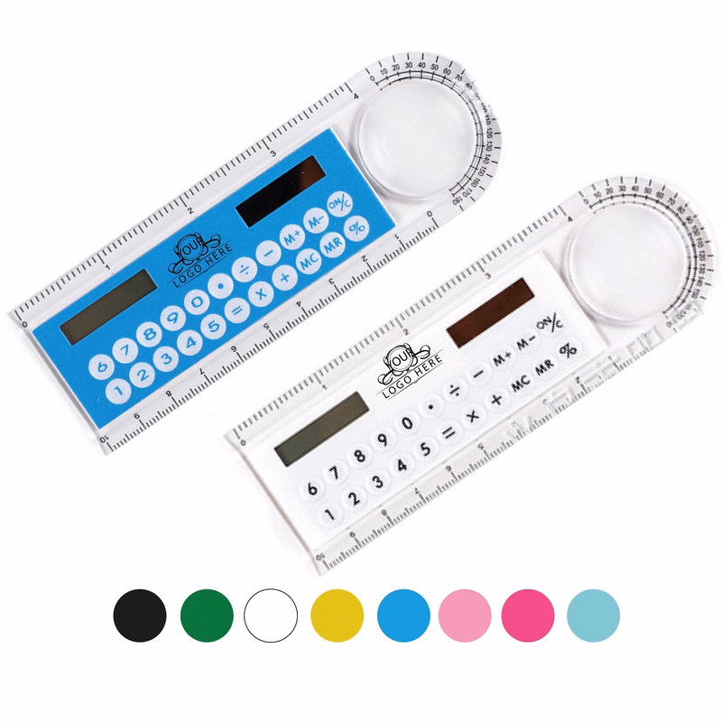 Solar Mini Calculator Ruler With Magnifier