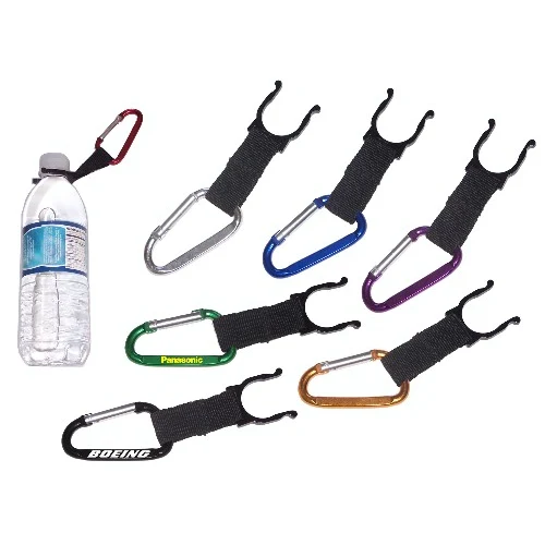 Carabiner with a water bottle holder attached 1
