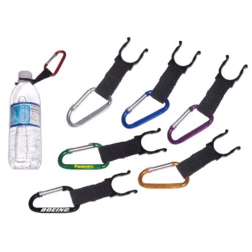 Carabiner with a water bottle holder attached