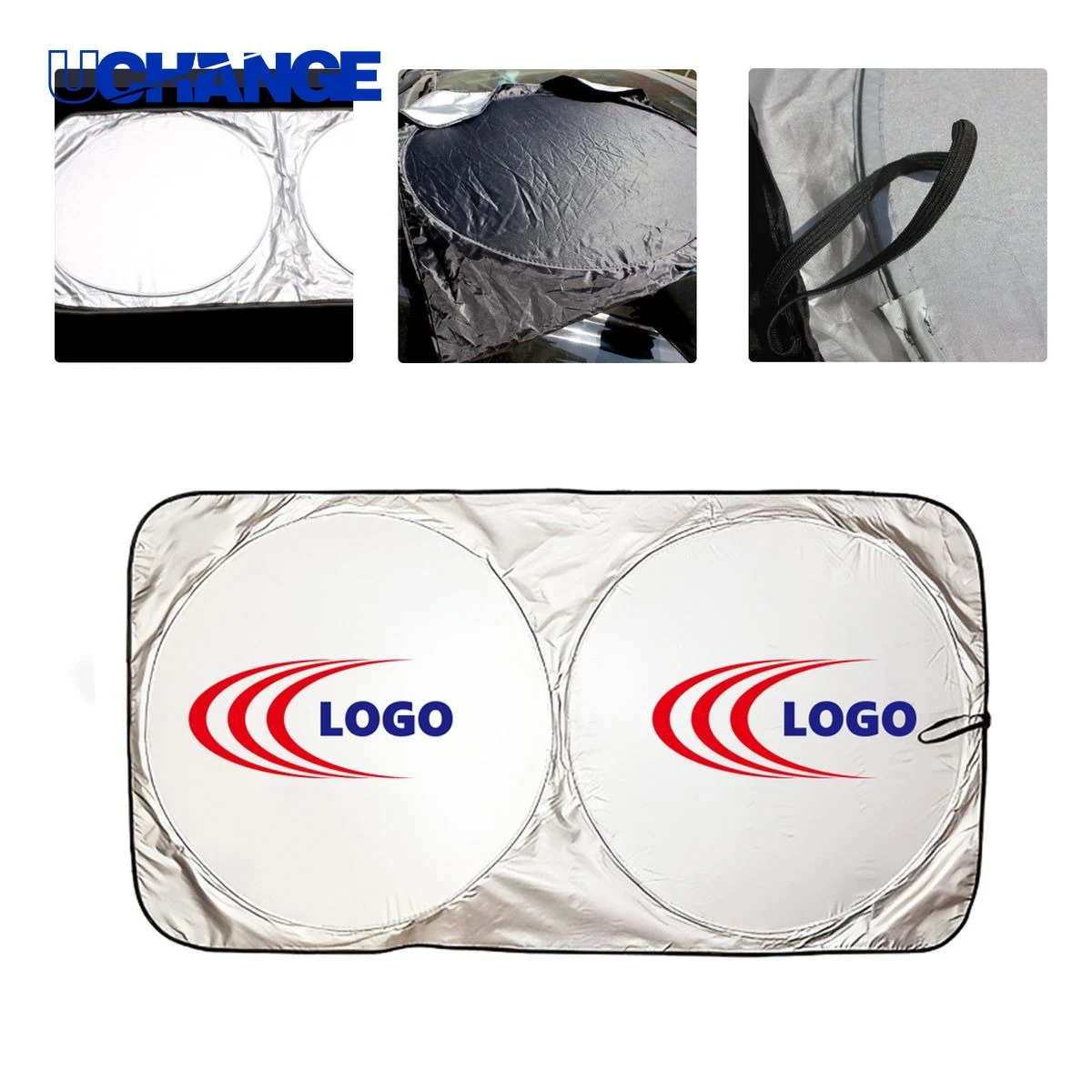 Dual Circle Car Windshield Sunshade With Logo 1