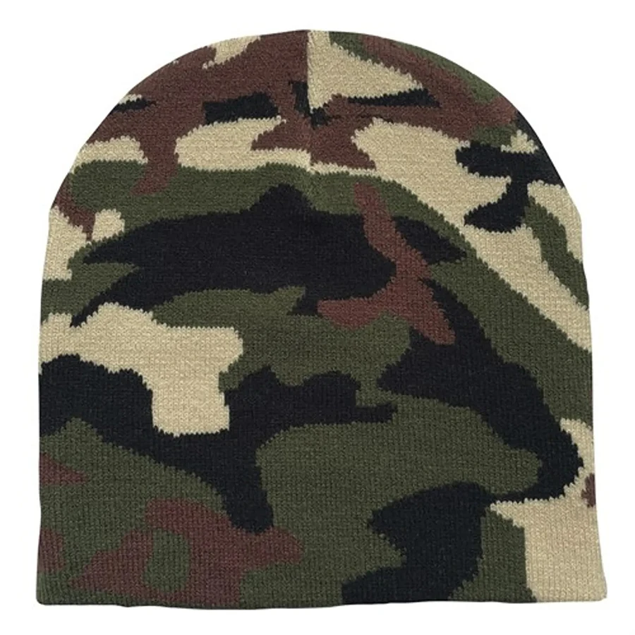 Camo Pattern Stretch Beanie with Custom Logo 1