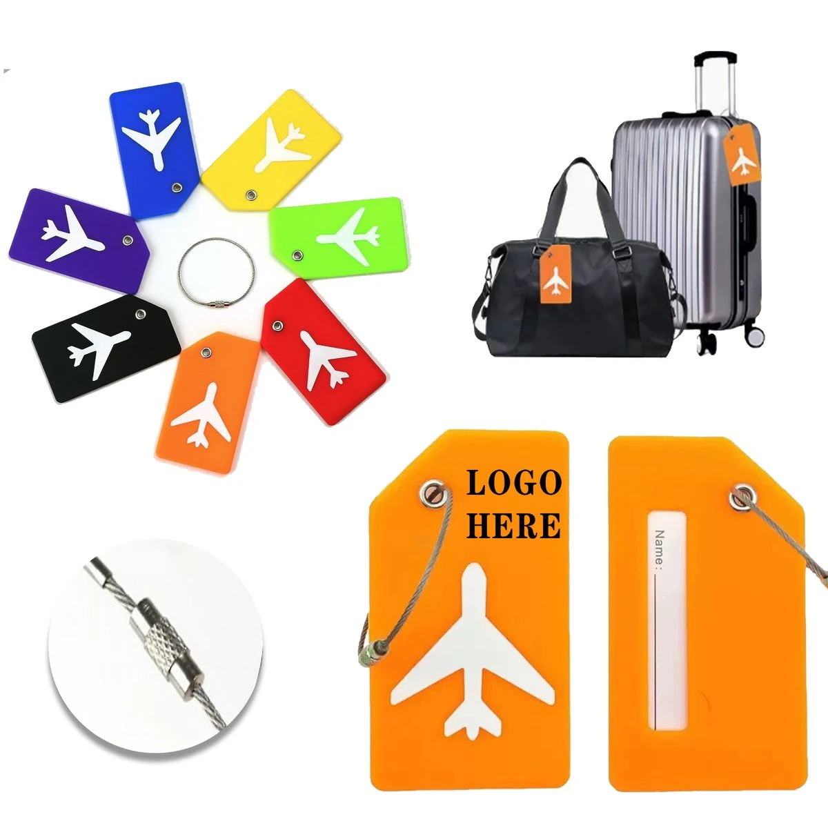 Flexible Silicone Airplane Baggage Tag 1