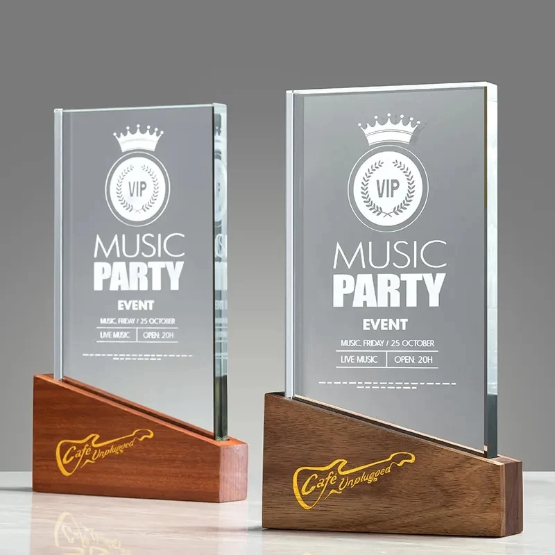 Wood Plaque Crystal Trophy 1