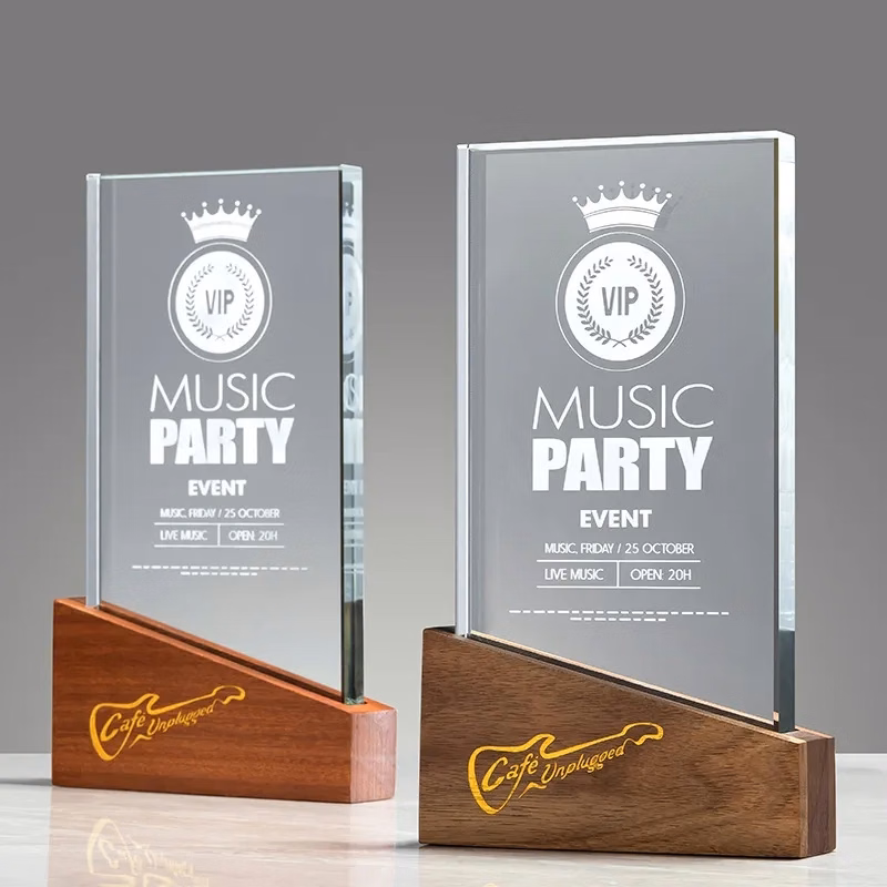 Wood Plaque Crystal Trophy