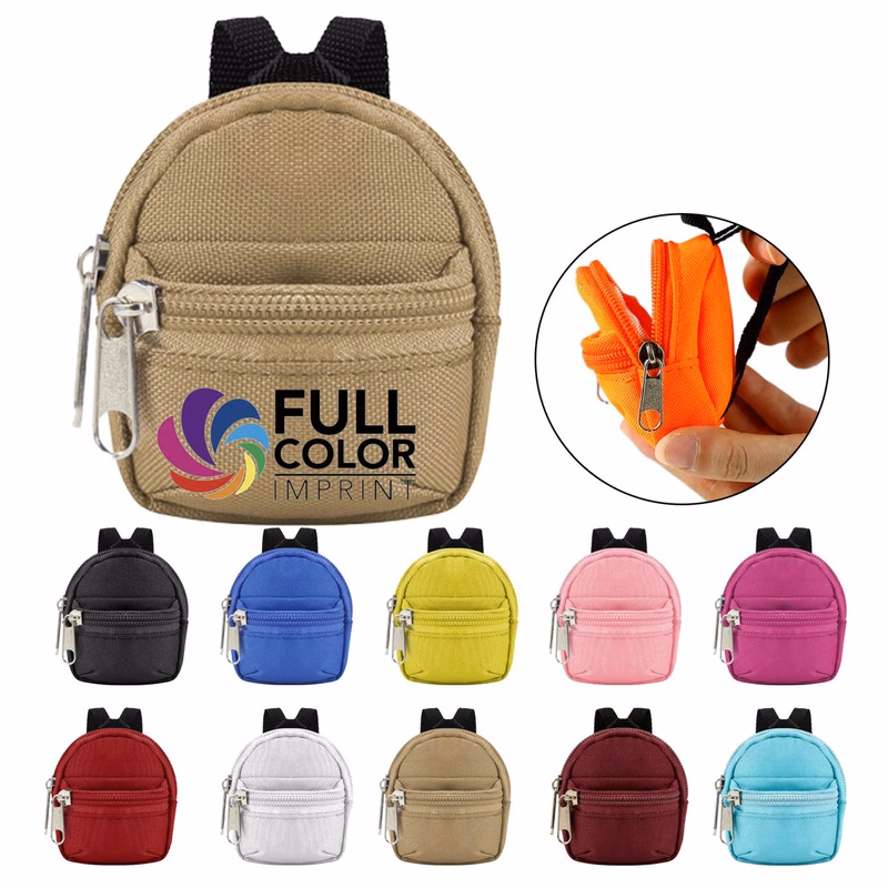 Full Color Mini Backpack Keychain Coin Purse MOQ 20