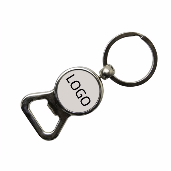 Round Metal Bottle Opener W/ Keyring