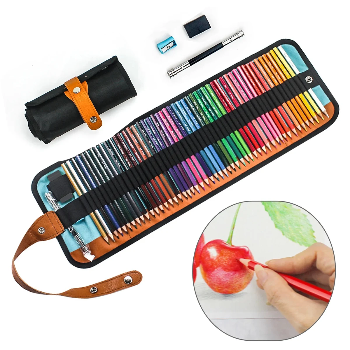 50 Colored Pencils Set With Canvas Case 1