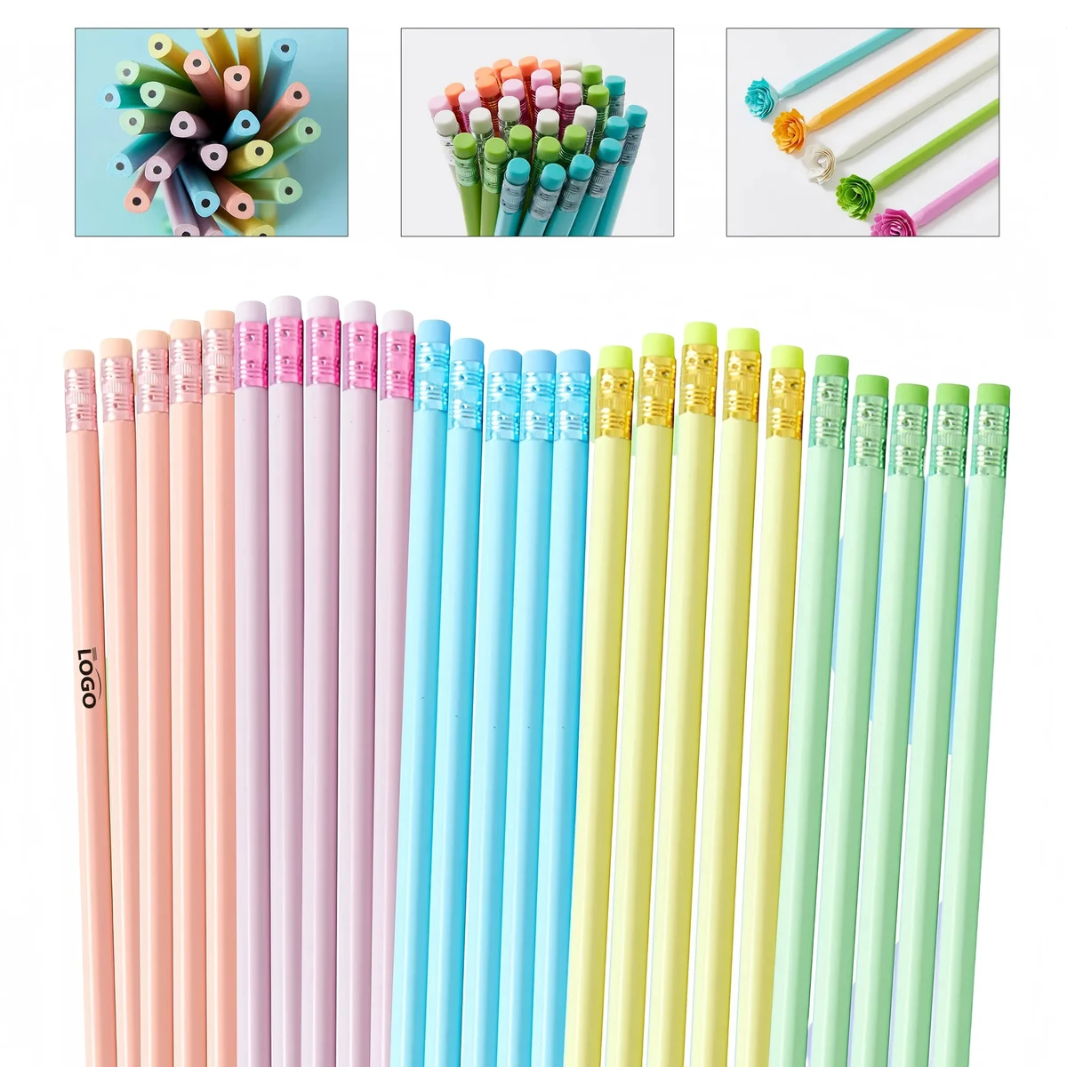 Custom Triangular HB Pencil With Eraser In Pastel Colors 1