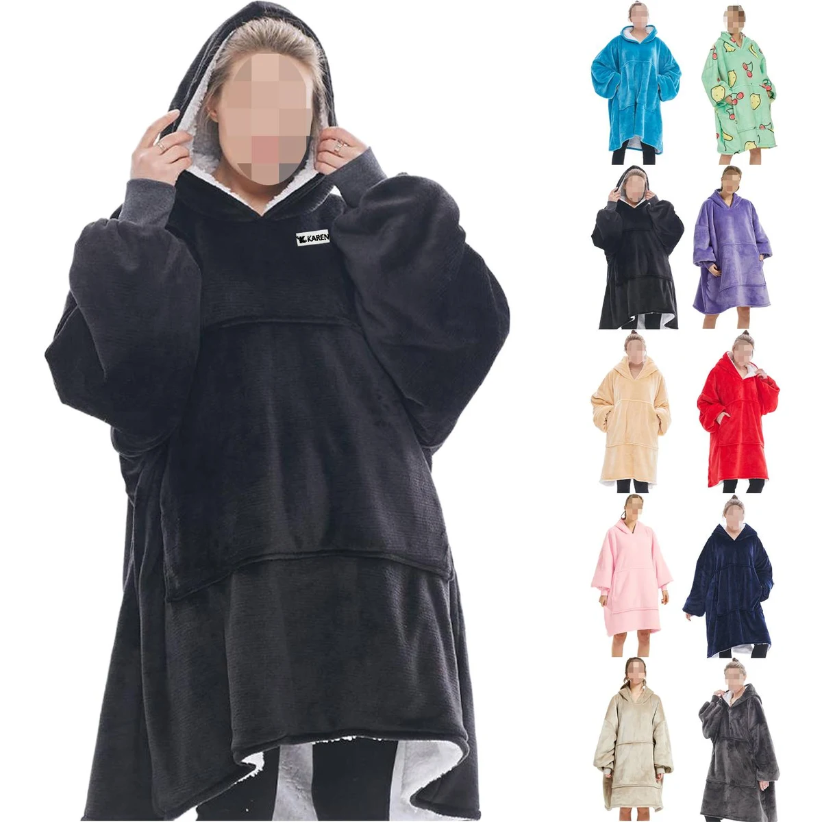 Winter Long Warm Fleece Hooded Sleepshirt, custom hoodie or sweatshirt with logo imprint 1